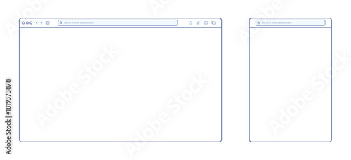 Browser window vector design in modern minimal style, showing tabs, address bar, and interface elements, suitable for web UI, app mockups, and digital design projects.