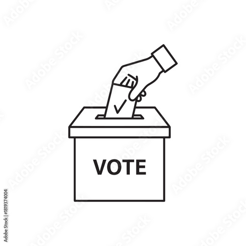 Hand putting a ballot into a vote box, symbolizing election, democracy, and civic duty, isolated on