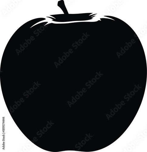 Silhouette of a single fresh apple with a stem, representing fruit and healthy eating concepts
