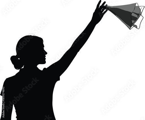 Silhouette of a woman waving a white flag