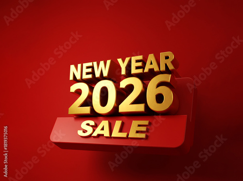Golden 3D New Year 2026 Sale Promotion