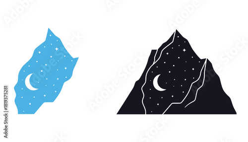 Mountain night sky vector illustration landscape design art
