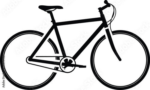 Simple black and silhouette graphic icon of a bicycle for transportation and cycling concepts