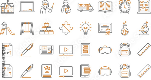 Education, Learning, School, Study, Knowledge, Teacher, Classroom, Outline, Icon, Vector, Student, Supplies