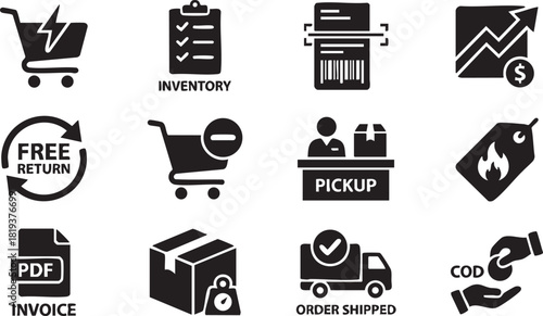 Silhouettes of businessmen in various poses, depicting different actions and expressions in a professional setting