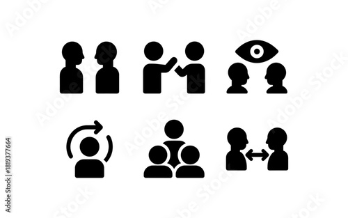 Minimalist communication icons highlighting interpersonal interaction concepts