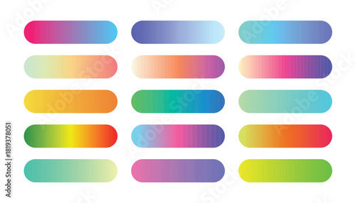 Set of sweet color Gradient Pallete, color swatch. catalog samples, trendy multicolored pallet. 
