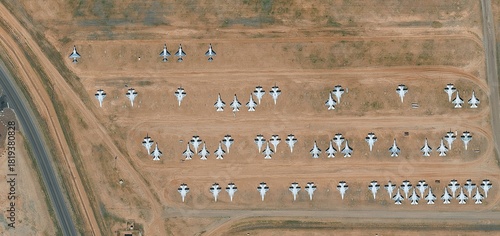 Massive Military Aircraft Graveyard at Davis-Monthan Air Force Base Aerial View