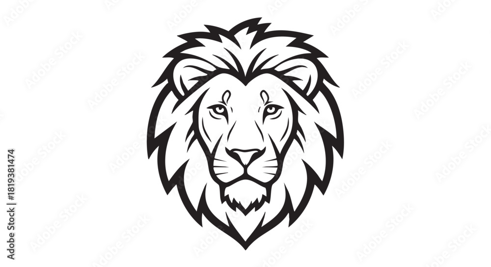 Fototapeta premium Lion Head Silhouette Black and White Graphic Design Illustration Power