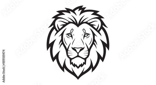 Lion Head Silhouette Black and White Graphic Design Illustration Power