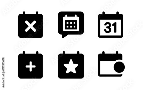 Minimal calendar icons set for planning and scheduling