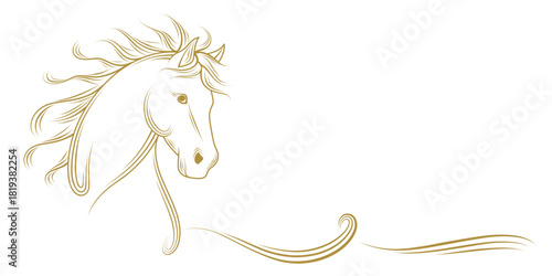 chinese horse vector line art illustration