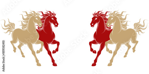 chinese horse vector lunar new year background illustration