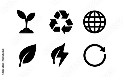 Eco-friendly icons collection: sustainability, recycling, and environmental conservation