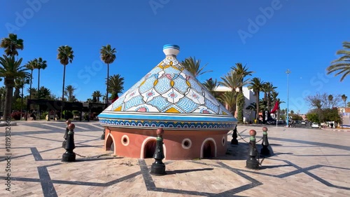 Moroccan  Traditional Biggest Tagine  under Clear Blue Sky , Safi , Morocco