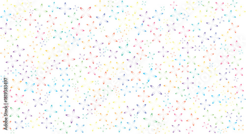 Abstract seamless pattern background with colorful small cross shapes and dots scattered randomly on a bright for festive or playful design projects isolated on