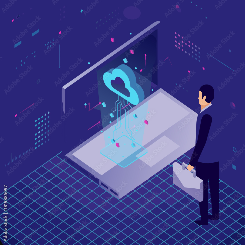 Fototapeta premium Cloud Internet Vector Illustration