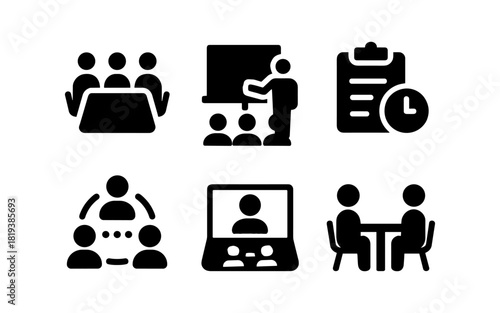 Collaborative meeting icons for virtual and in-person work