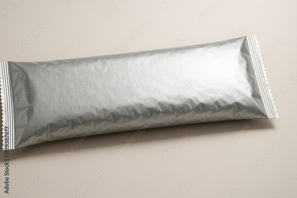 Obraz premium Blank Silver Candy Bar Wrapper With Rounded Shape