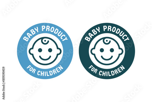 Two circular badges indicate a product is safe for children and babies.