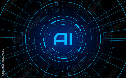Artificial Intelligence ,AI chipset on circuit board, futuristic Technology Concept	

