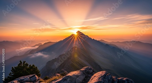 Mountain Peak Sunrise: Golden Hour Majesty