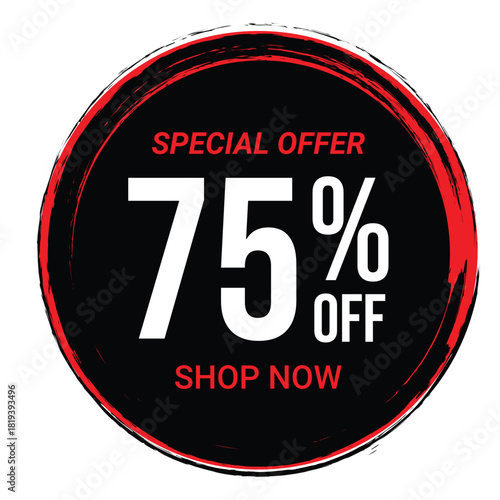  Red and Black Vector Illustration of Sale Tag, Special Offer Price tags, Sales Label Isolated on Transparent Background