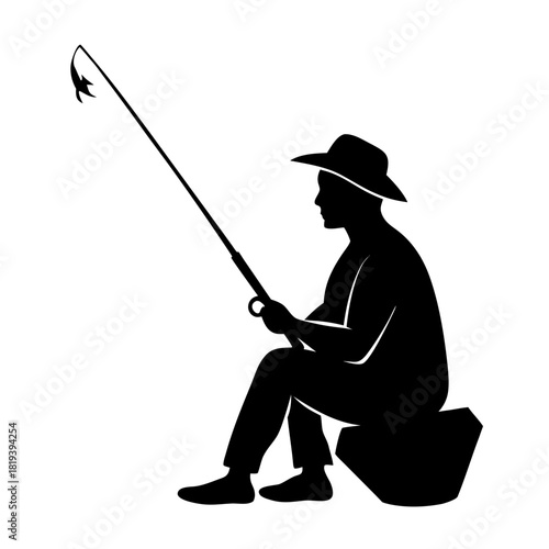 silhouette of a fisherman