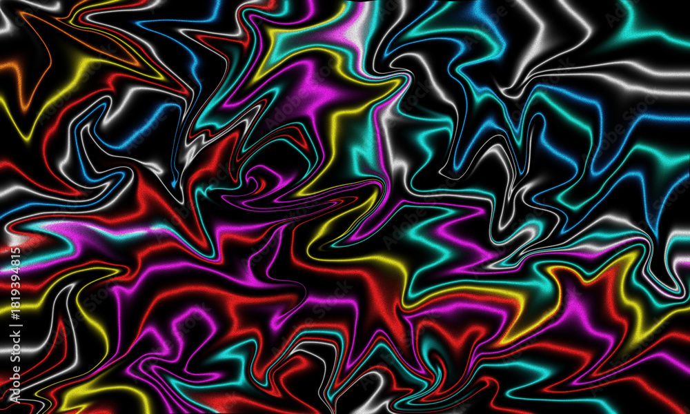 Fototapeta premium Abstract psychedelic swirls with neon colors digital art background