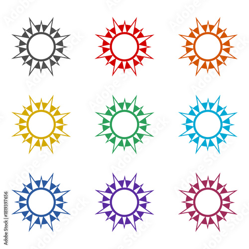 Sun abstract icon isolated on white background. Set icons colorful