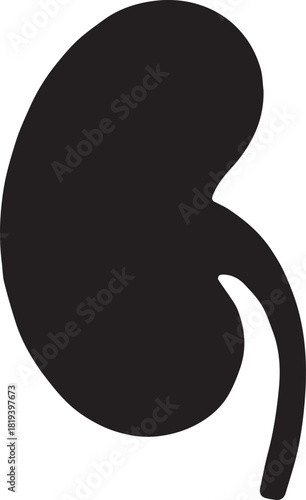 Minimalist Black Kidney Vector for Health and Wellness