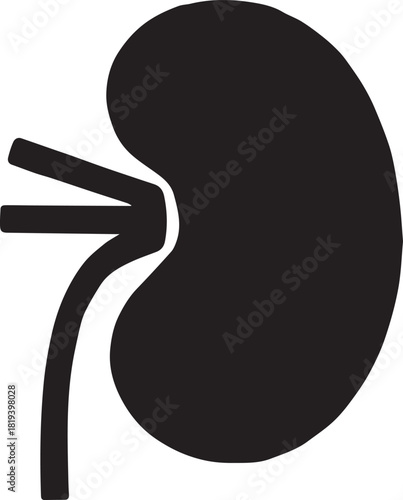 Minimalist Black Kidney Vector for Health and Wellness
