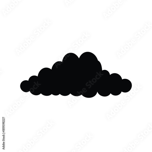 Black single cloud silhouette, simple weather illustration on a white background