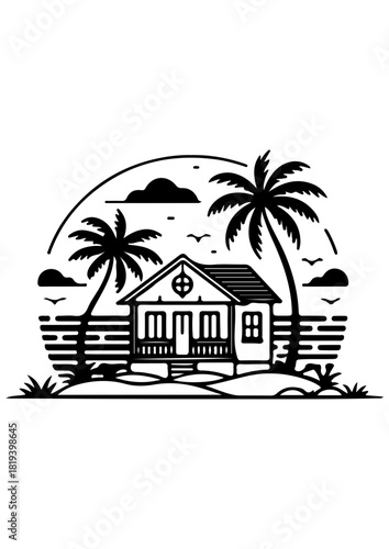 Tropical Beach Hut/Cabin Graphic