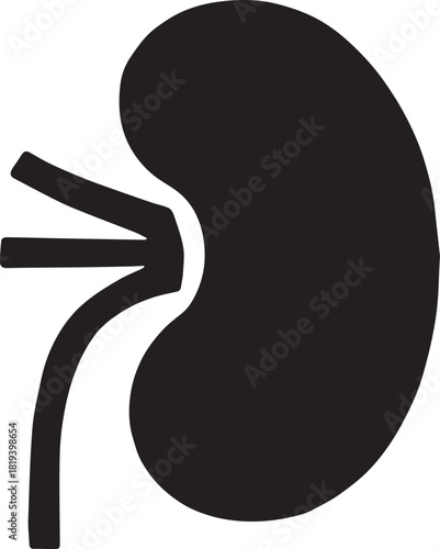 Minimalist Black Kidney Vector for Health and Wellness