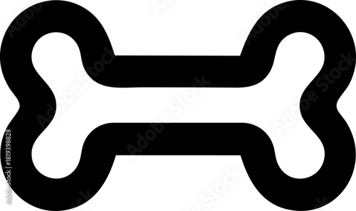 Flat black vector icon of a dog bone on a white background suitable for pet related designs