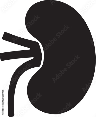 Minimalist Black Kidney Vector for Health and Wellness