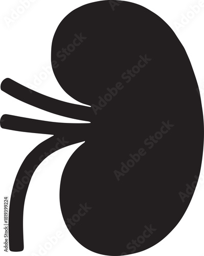Minimalist Black Kidney Vector for Health and Wellness