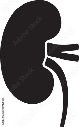 Minimalist Black Kidney Vector for Health and Wellness