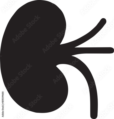 Minimalist Black Kidney Vector for Health and Wellness