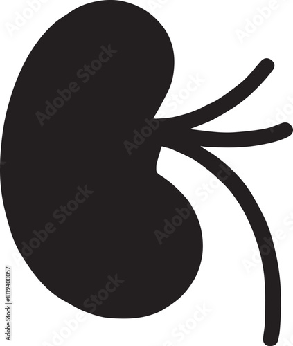 Minimalist Black Kidney Vector for Health and Wellness