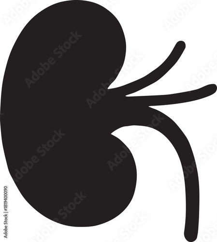 Minimalist Black Kidney Vector for Health and Wellness