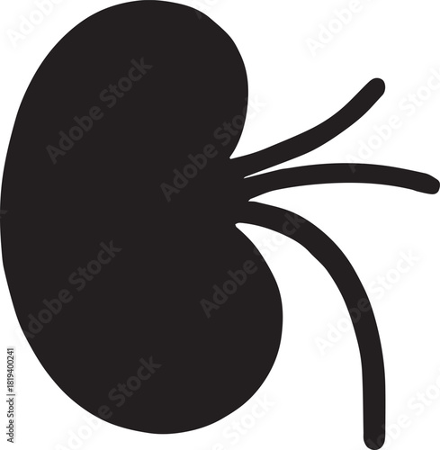 Minimalist Black Kidney Vector for Health and Wellness