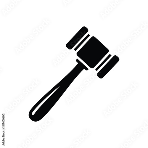 Court Justice or Property Auction Gavel Icon - Vector Art on White Background 