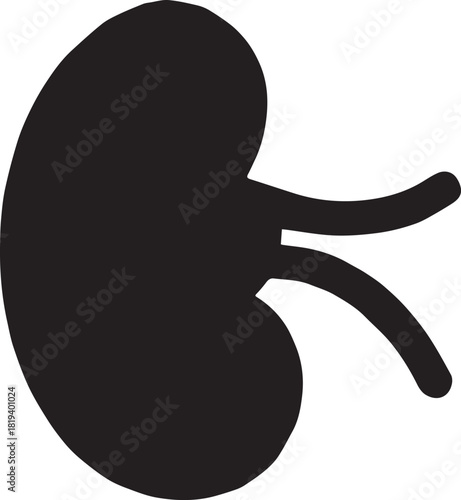 Minimalist Black Kidney Vector for Health and Wellness