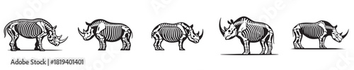 rhino skeleton silhouette vector