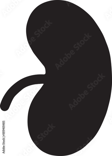 Minimalist Black Kidney Vector for Health and Wellness