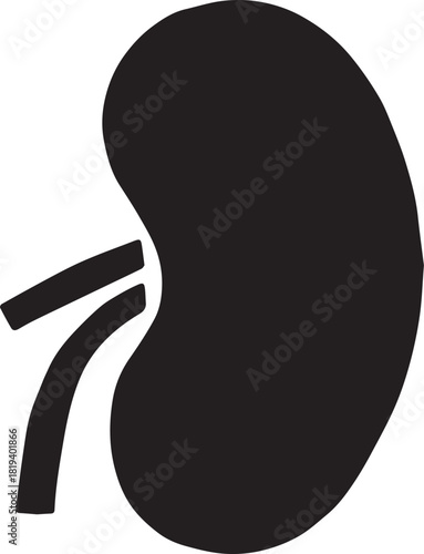 Minimalist Black Kidney Vector for Health and Wellness