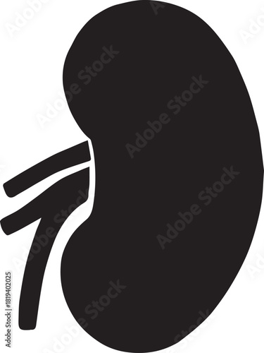 Minimalist Black Kidney Vector for Health and Wellness