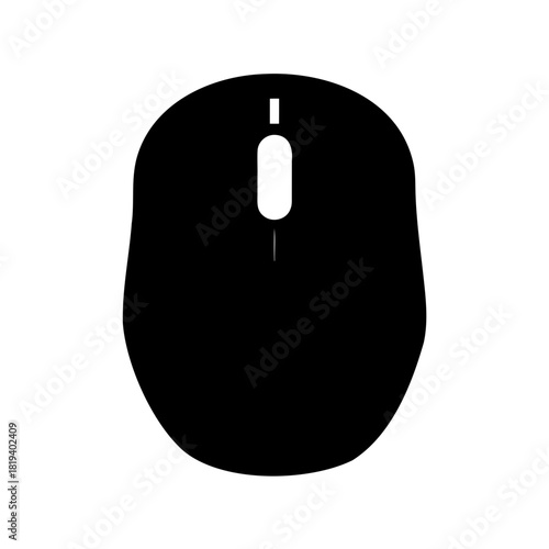 Minimalistic Black Silhouette of a Computer Mouse on a White Background